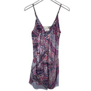 Rory Beca Women's Silk Blend Paisley Mini Slip Dress XS Purple Pink Summer Boho